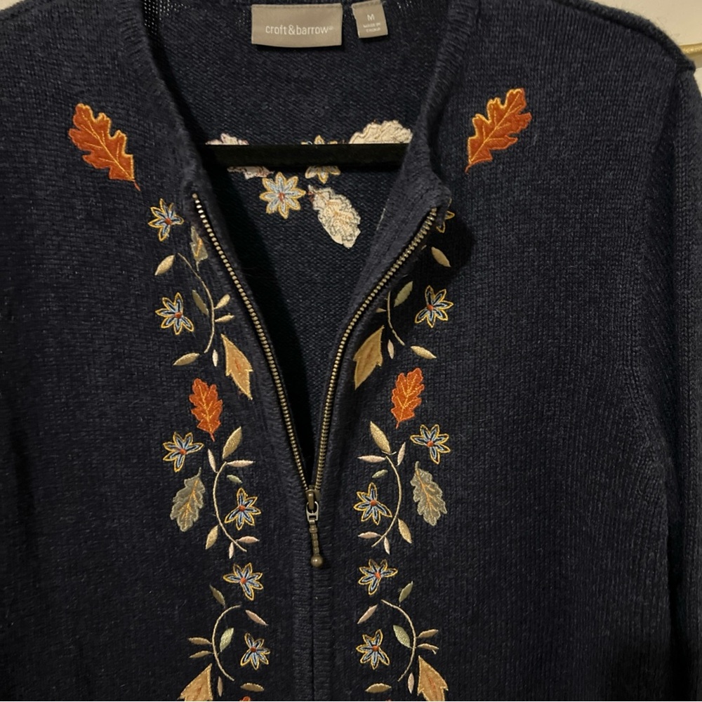 Croft&Barrow Medium Zip Up Fall Sweater - Picture 3 of 7